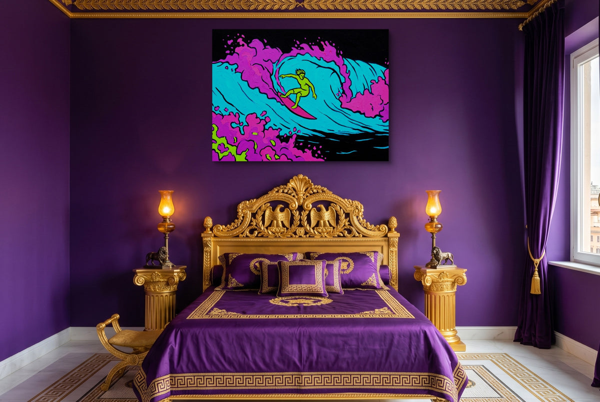 Electric Wave Rider — electric wave rider purple bedroom with bed 1land flush print
