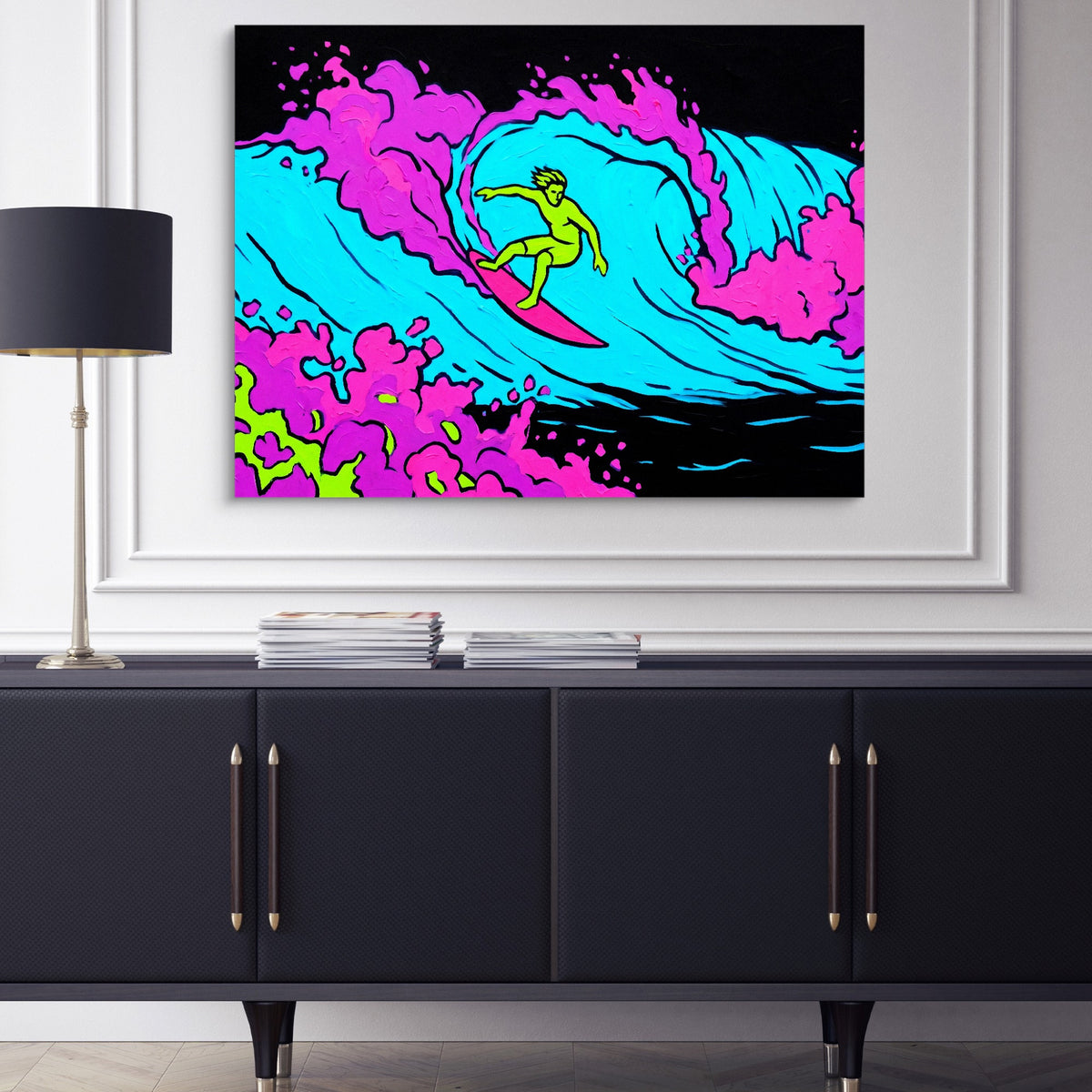 Electric Wave Rider — electric wave rider sq blue cabinet 1land flush print
