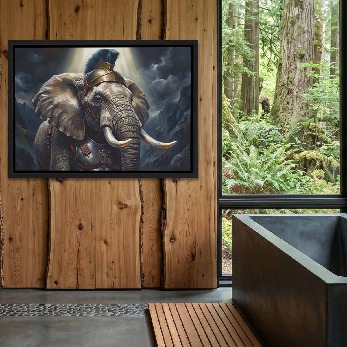 Elephant Celestial Guard — Elephant Celestial Guard Outdoor Bathroom Log Land 156