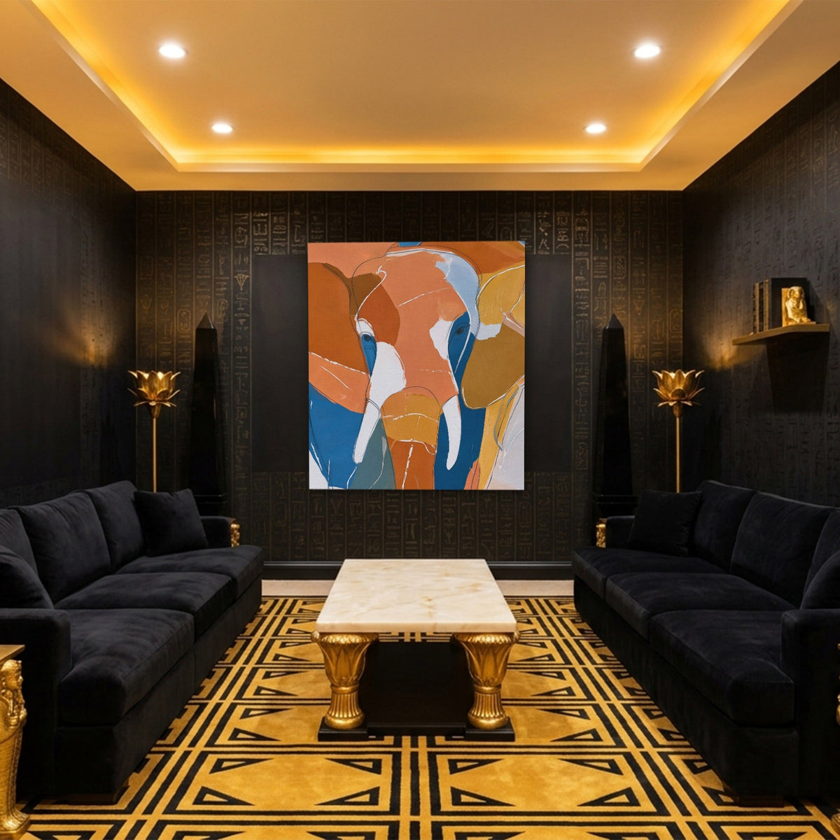 Elephant Earth Geometric - Luxury Wall Art