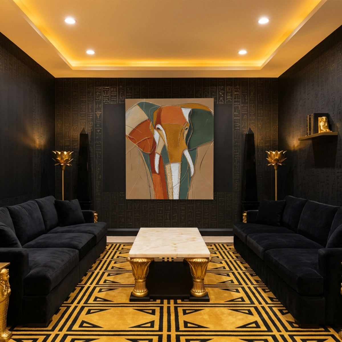 Elephant Gold Navy - Luxury Wall Art