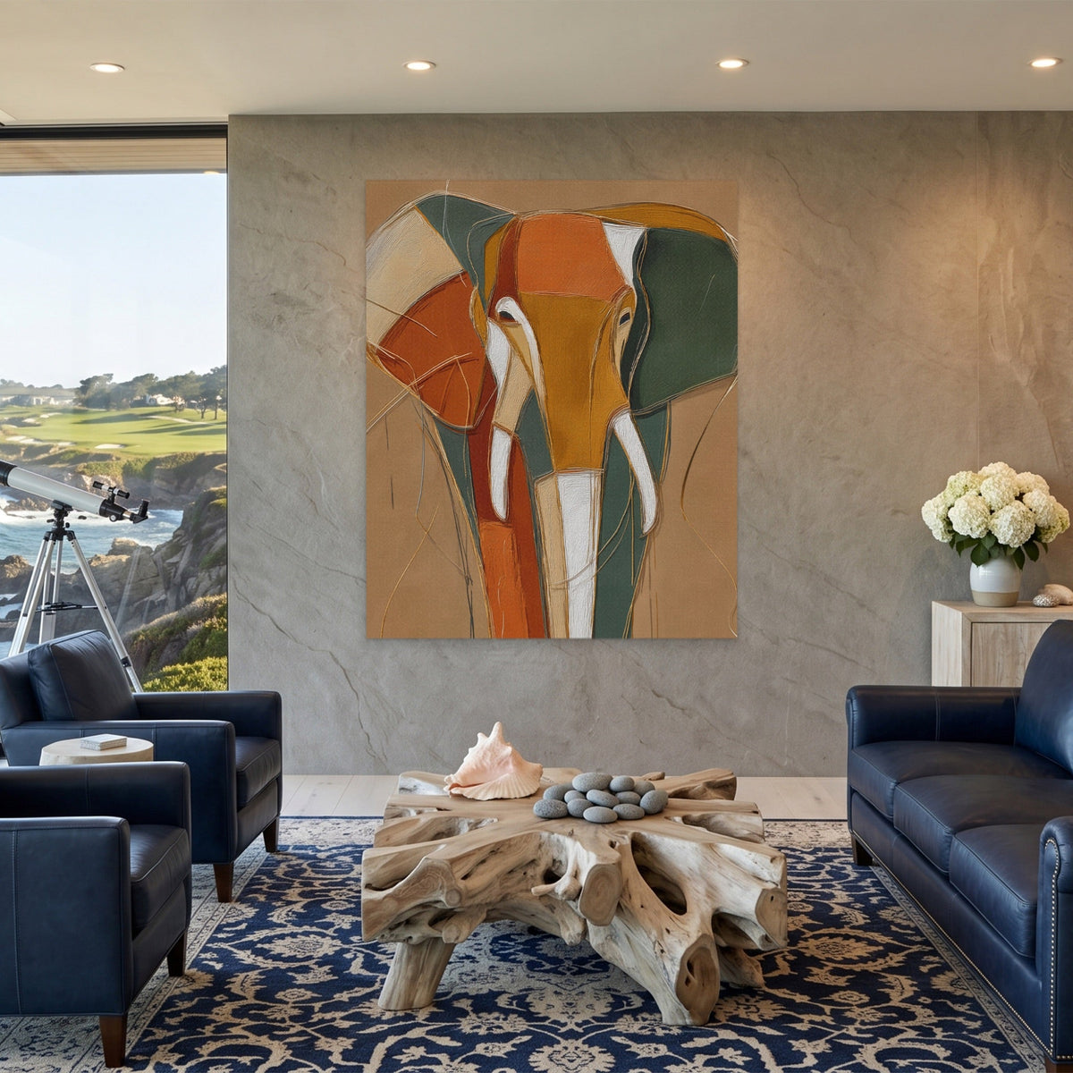 Elephant Gold Navy - Luxury Wall Art
