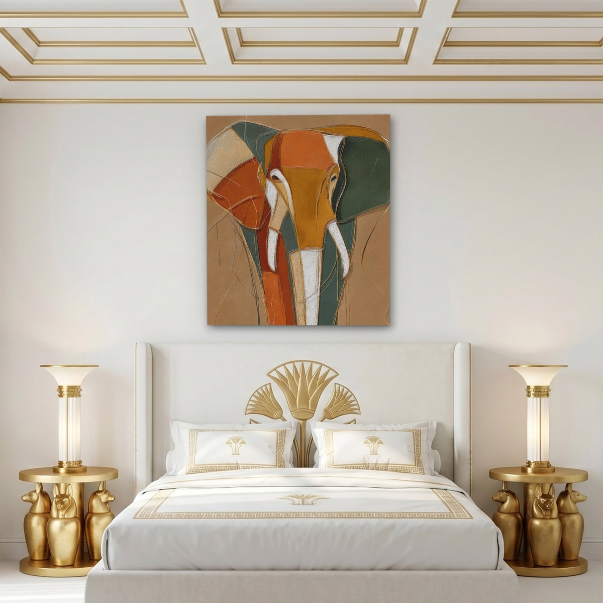 Elephant Gold Navy - Luxury Wall Art
