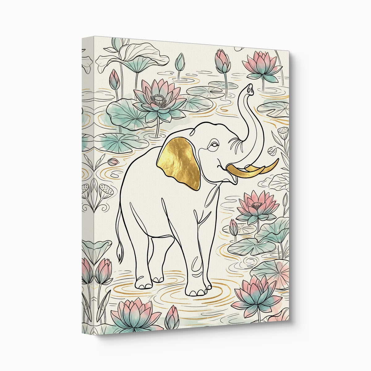 Elephant Golden Lotus — elephant golden lotus angled flush print