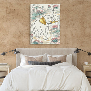 Elephant Golden Lotus — elephant golden lotus sq clay paper bedroom 1port flush print