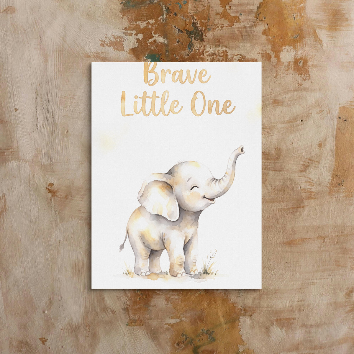 Elephant Greeting Card — elephant greeting card sq bed 1 clay beige 1port flush print