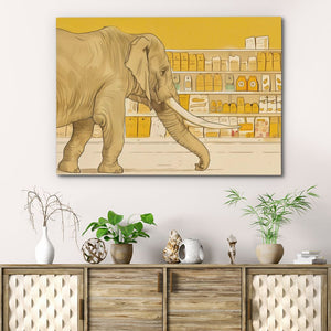 Elephant Grocery Shopping - Luxury Wall Art