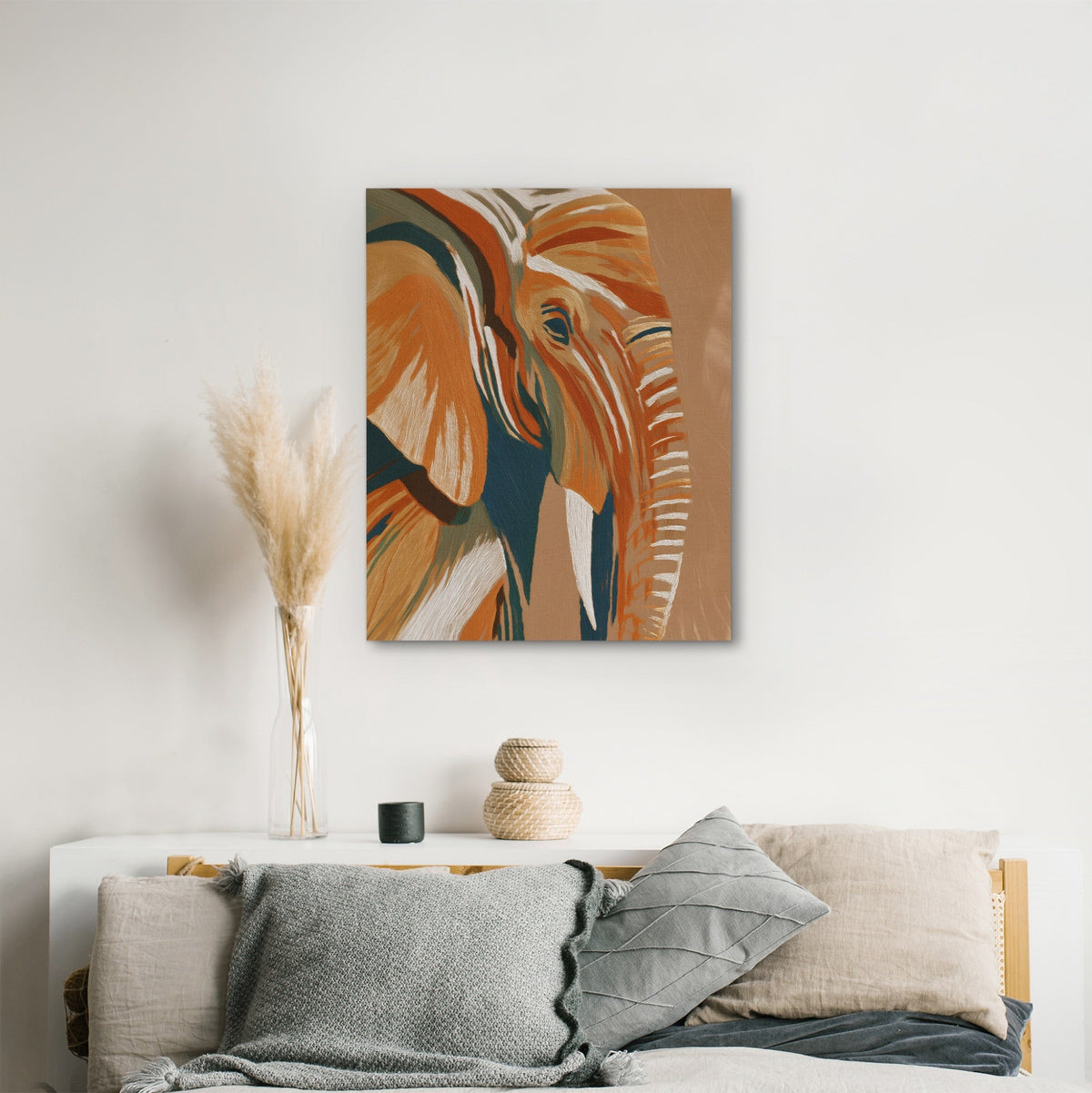 Elephant Navy Gold - Luxury Wall Art