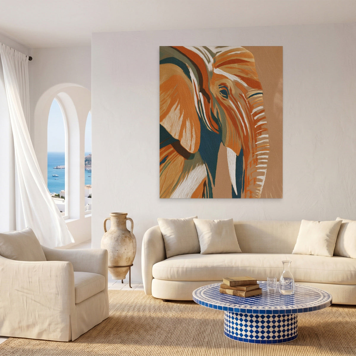 Elephant Navy Gold - Luxury Wall Art