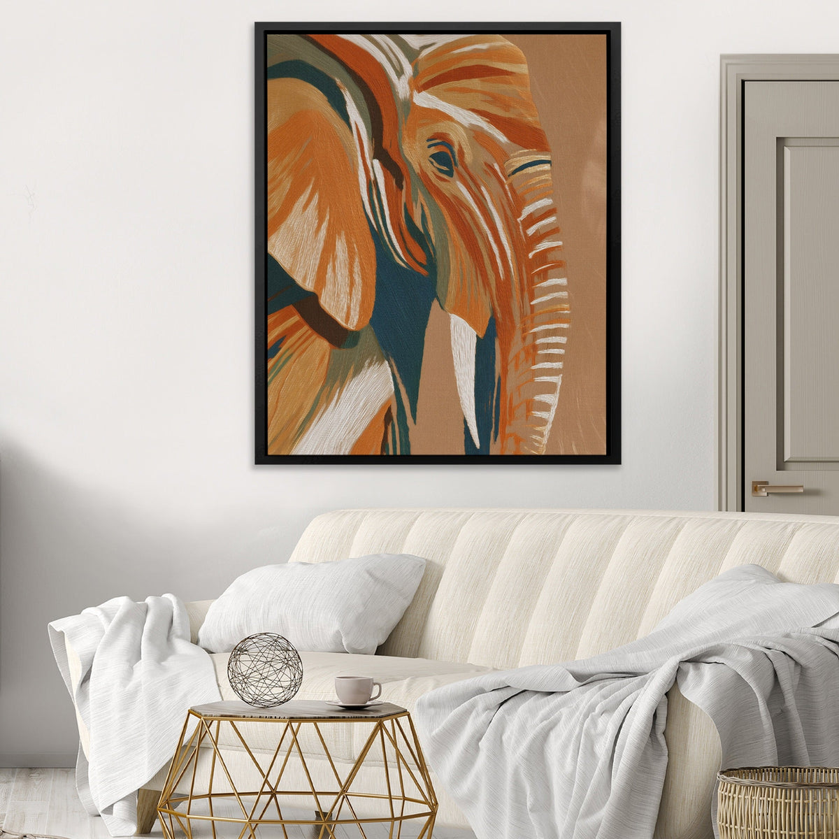 Elephant Navy Gold - Luxury Wall Art