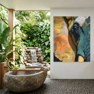 Elephant Ochre Embrace - Luxury Wall Art
