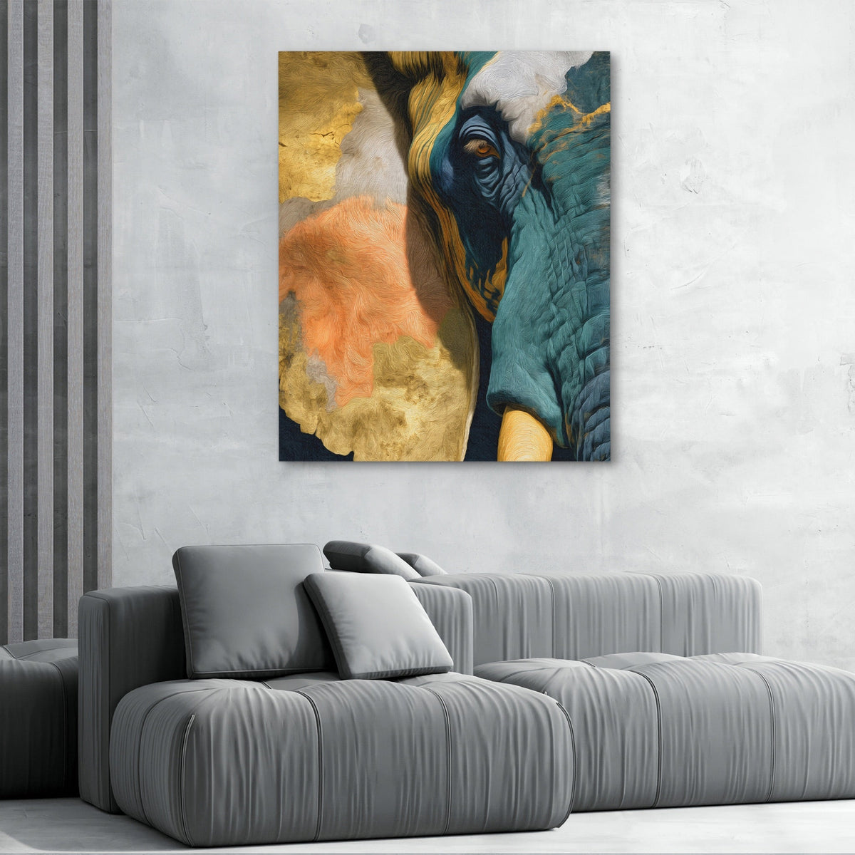 Elephant Ochre Embrace - Luxury Wall Art