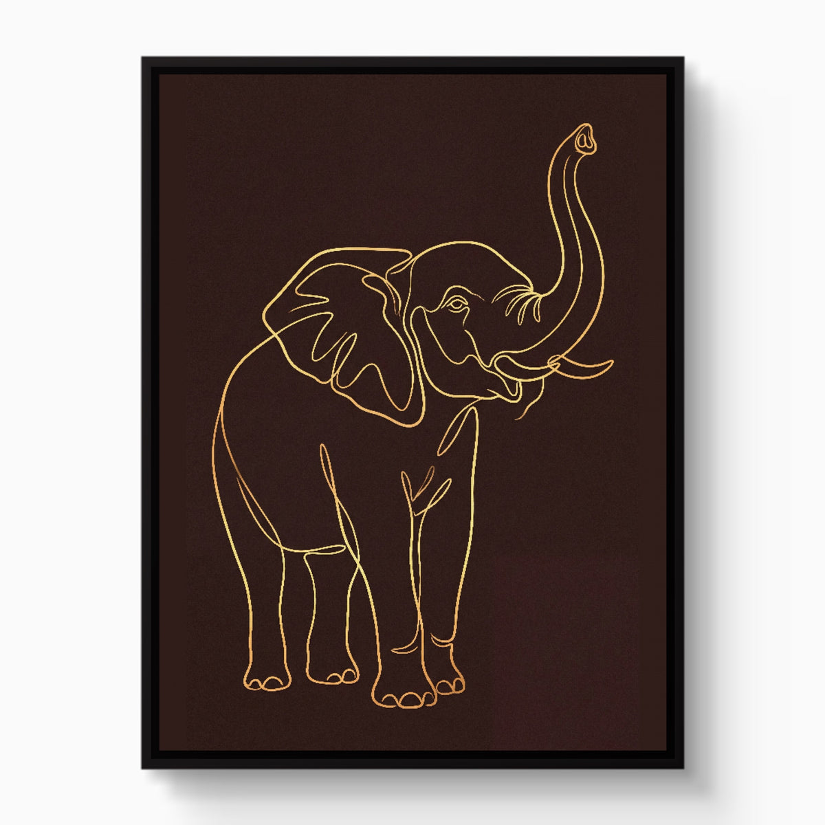 Elephant's Warm Upward Reach — elephant's warm upward reach white studio framed black
