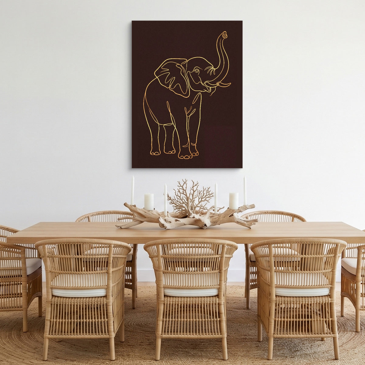 Elephant's Warm Upward Reach — elephant's warm upward reach sq cozy dining room 1port flush print