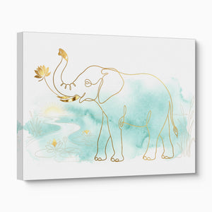 Elephant Teal Sunrise — elephant teal sunrise angled flush print