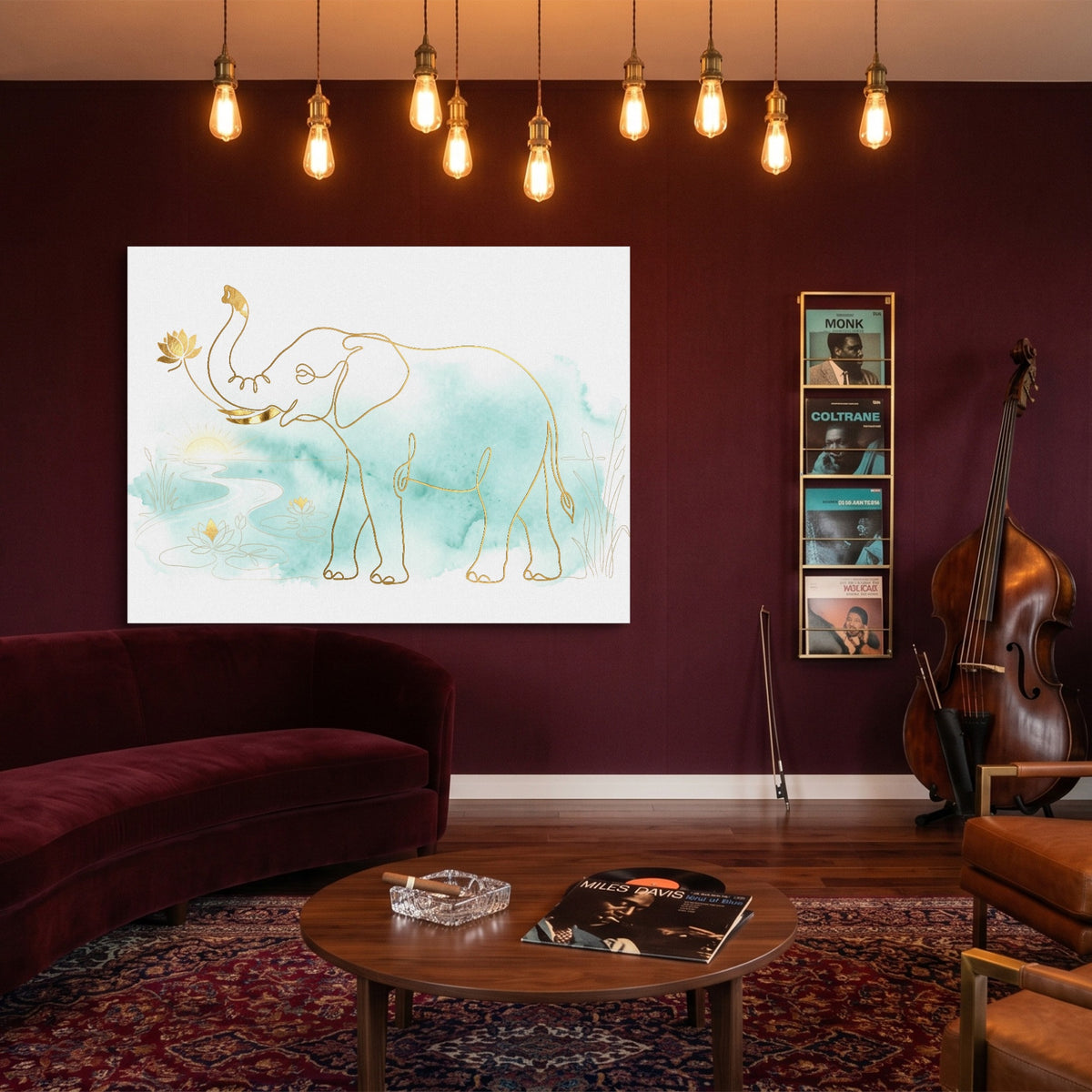 Elephant Teal Sunrise — elephant teal sunrise sq jazz room 1land flush print