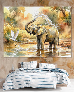 Elephant Water Splash — elephant water splash psd clay beige bedroom 1land flush print