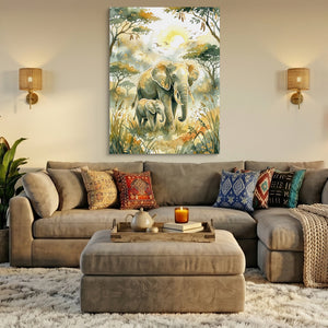 Elephants Golden Sunrise — elephants golden sunrise sq az livingroom 1port flush print