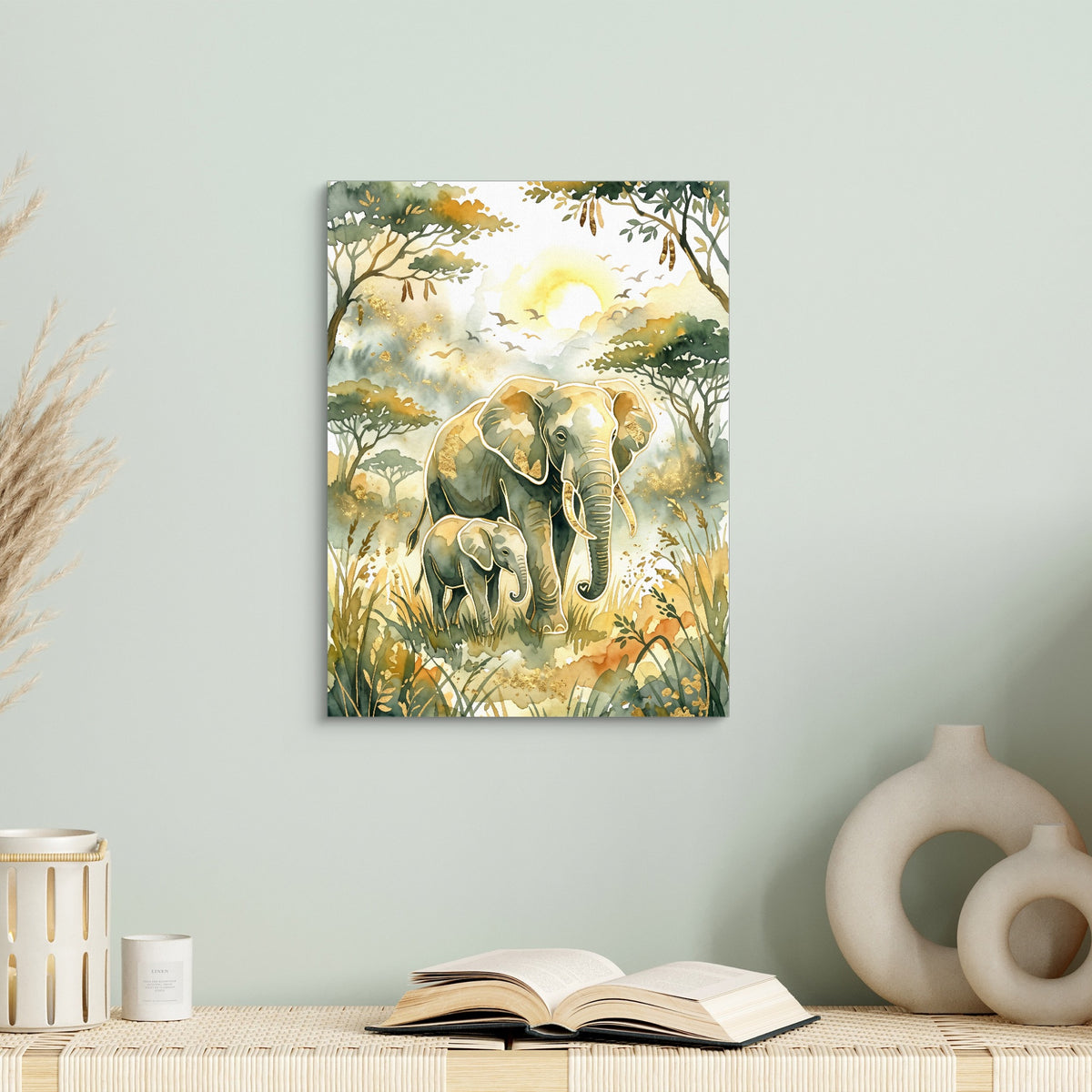 Elephants Golden Sunrise — elephants golden sunrise sq book table 1port flush print