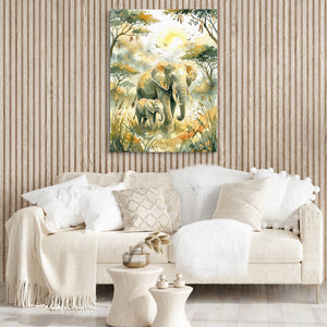 Elephants Golden Sunrise — elephants golden sunrise sq boujie couch 1port flush print