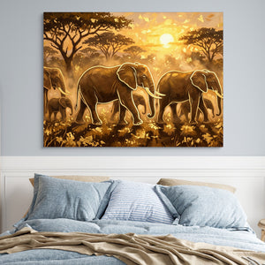 Elephants Golden Sunset — elephants golden sunset sq blue bedroom 1land flush print