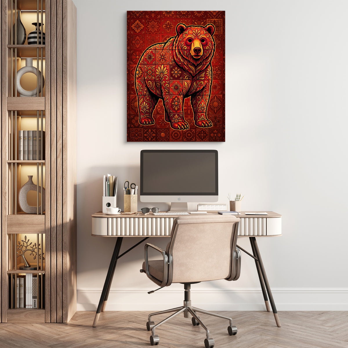 Ember Bear — ember bear sq beige office 1port flush print