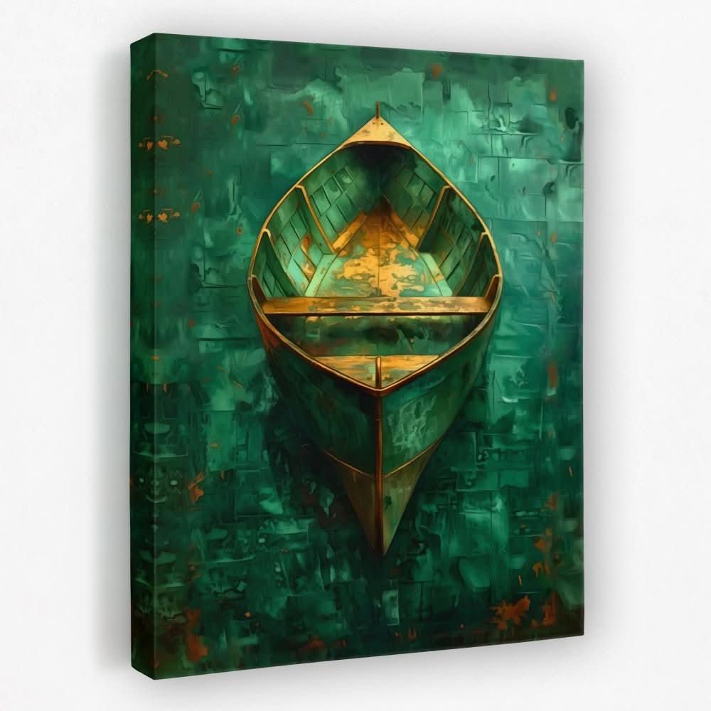 Emerald Canoe - Boat Canvas Wall Art
