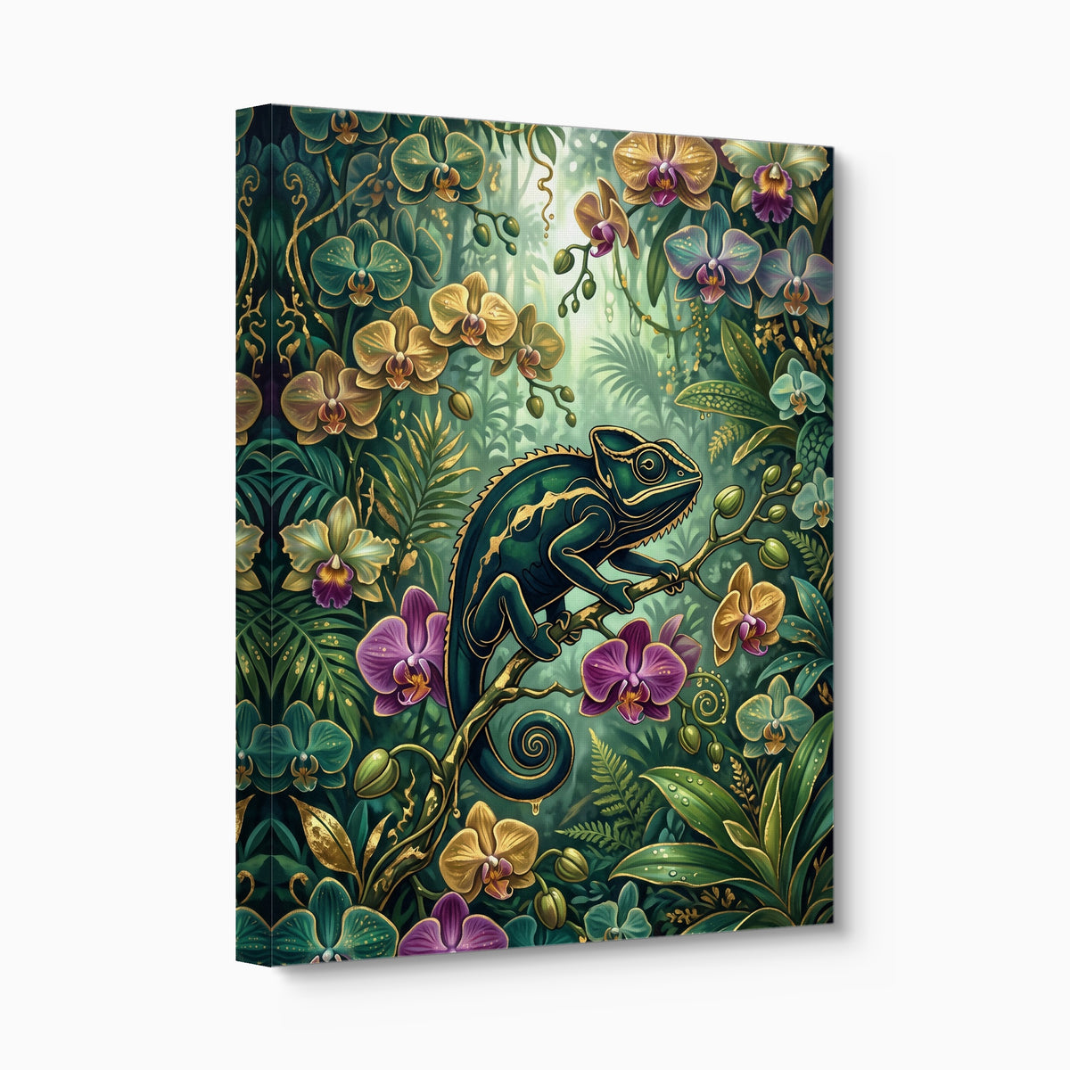 Emerald Chameleon Jungle — emerald chameleon jungle angled flush print