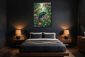 Emerald Chameleon Jungle — emerald chameleon jungle bedroom with dark walls 1port flush print