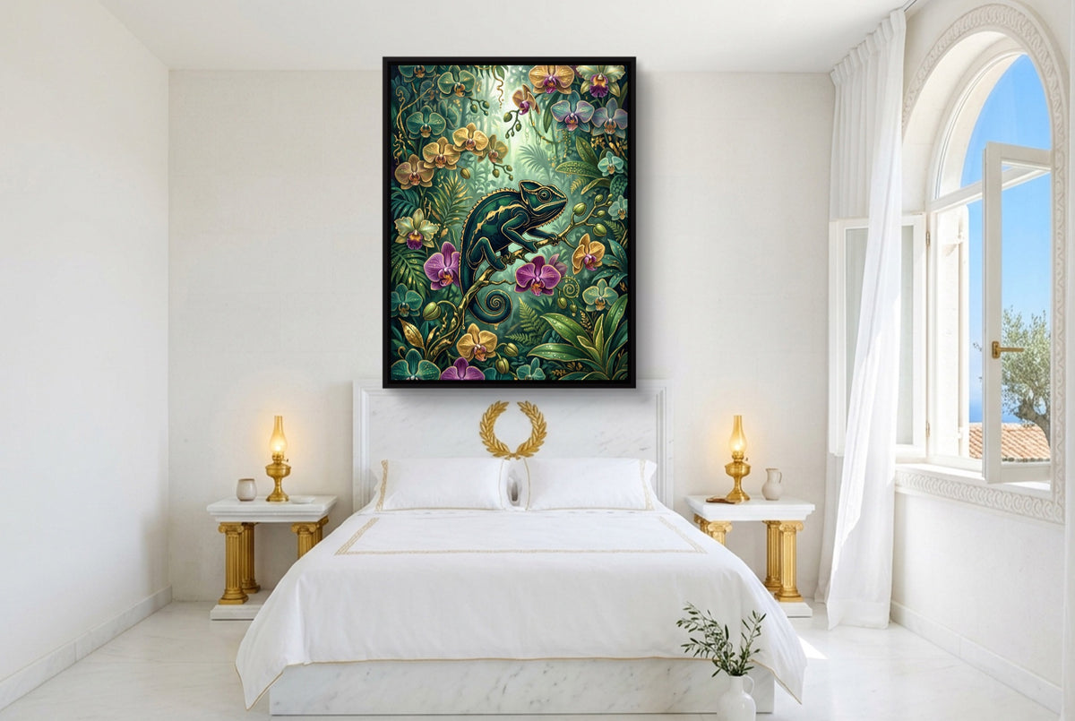 Emerald Chameleon Jungle — emerald chameleon jungle bedroom with window 1port framed black