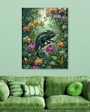 Emerald Chameleon Jungle — emerald chameleon jungle psd light green couch 1port flush print