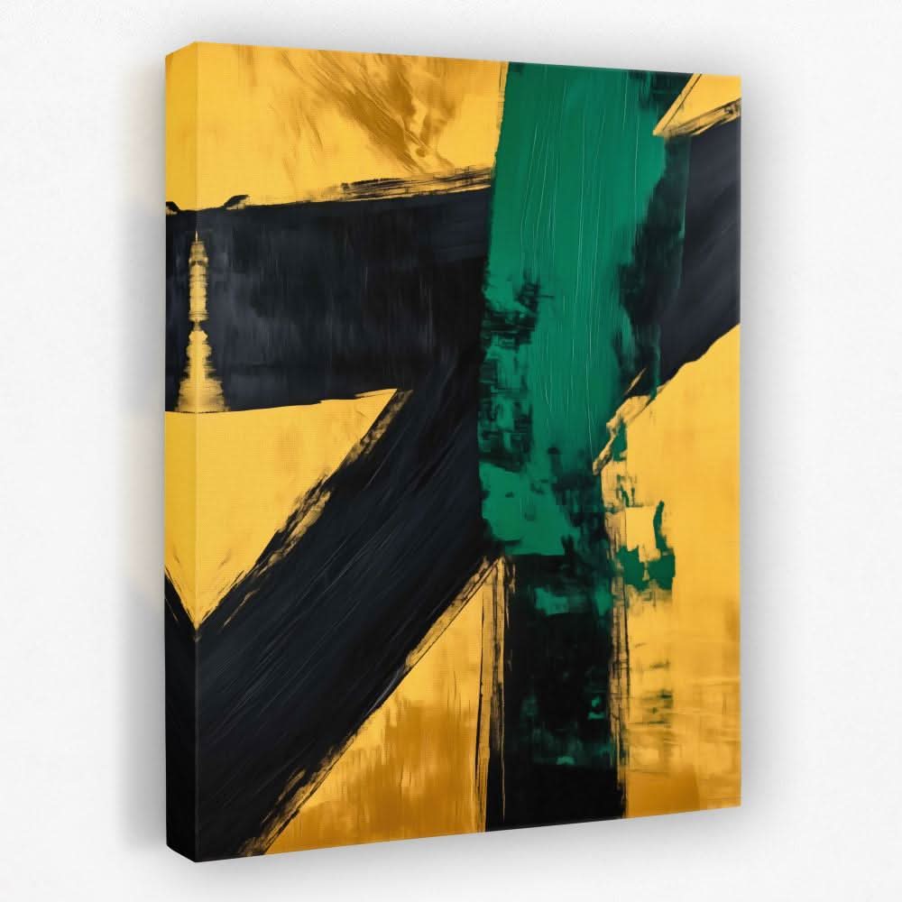 Emerald Colliding - Green and Gold Canvas Wall Art