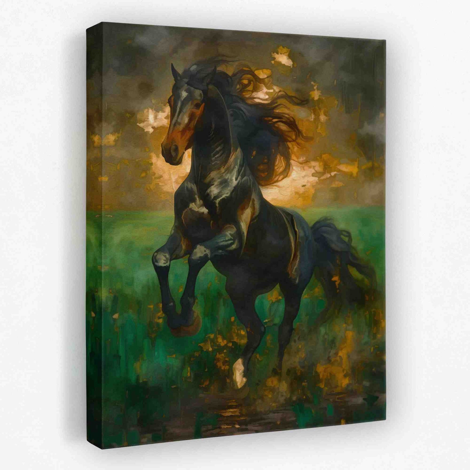 Emerald Gallop - Animals Canvas Wall Art