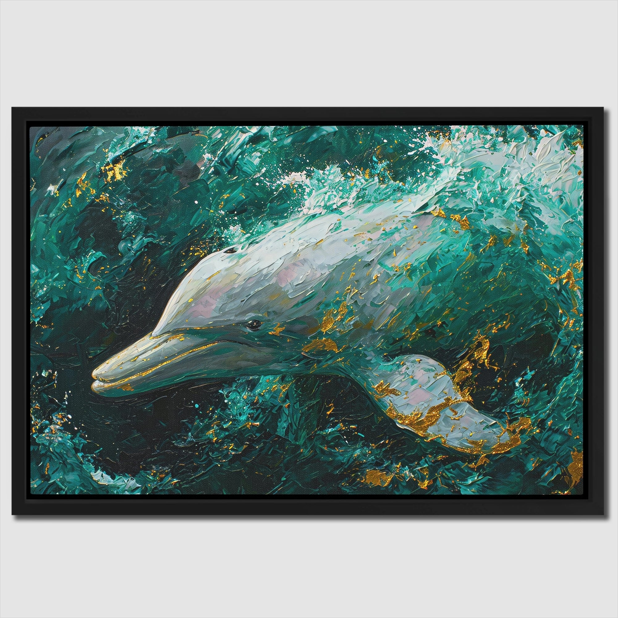 Emerald Gold Dolphin - Luxury Wall Art