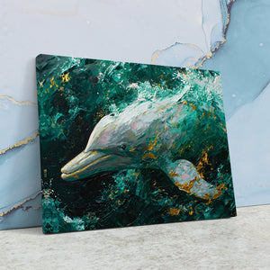 Emerald Gold Dolphin - Luxury Wall Art