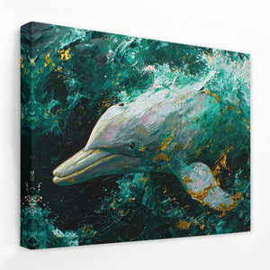 Emerald Gold Dolphin - Luxury Wall Art