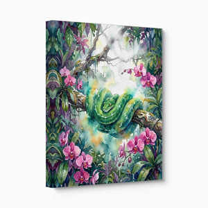 Emerald Snake Coiled — emerald snake coiled angled flush print