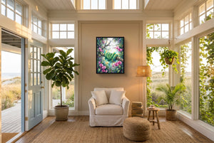 Emerald Snake Coiled — emerald snake coiled living room with plants 1port framed black