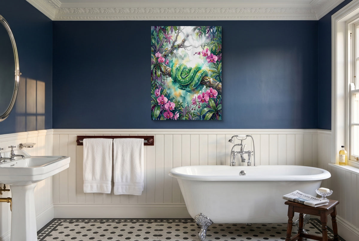 Emerald Snake Coiled — emerald snake coiled small bathroom interior 2 1port flush print