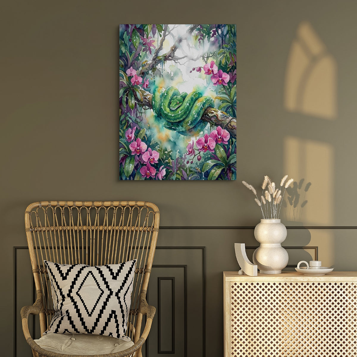 Emerald Snake Coiled — emerald snake coiled sq chair wall v2 1port flush print
