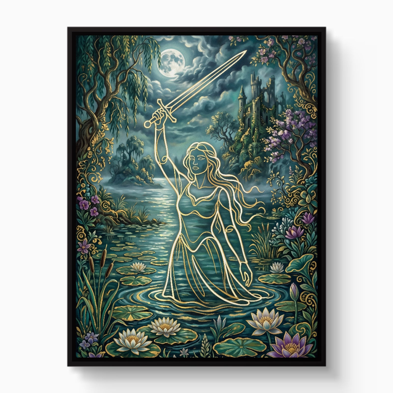 Excalibur Lady Moonlight — excalibur lady moonlight white studio framed black