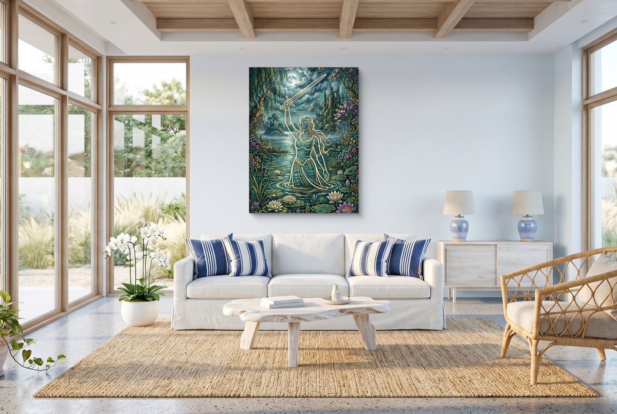 Excalibur Lady Moonlight — excalibur lady moonlight living room with windows 1port flush print