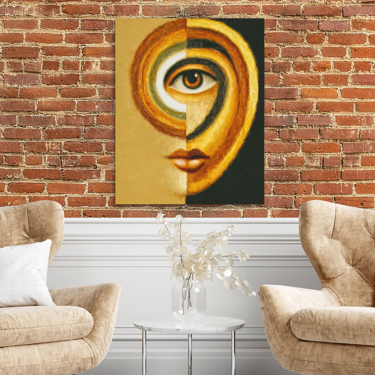 Eye Bauhaus Curves — Eye Bauhaus Curves Two Chairs and Brick Wall 313