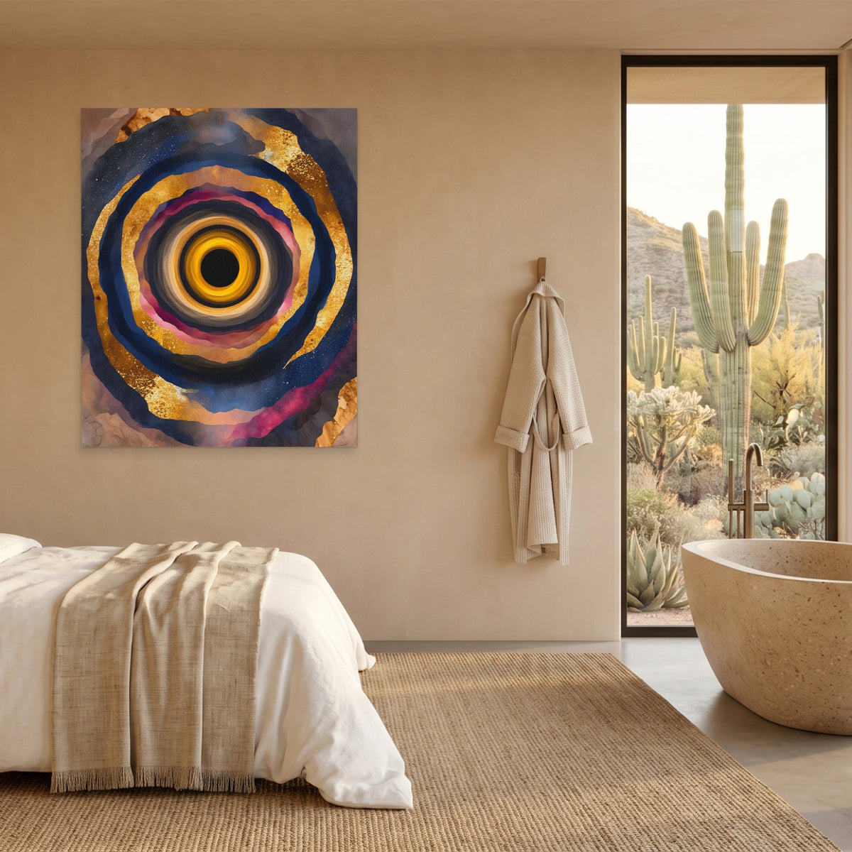 Eye Golden Rings canvas wall art, room view