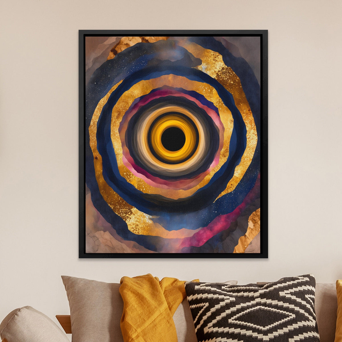 Eye Golden Rings canvas wall art, room view
