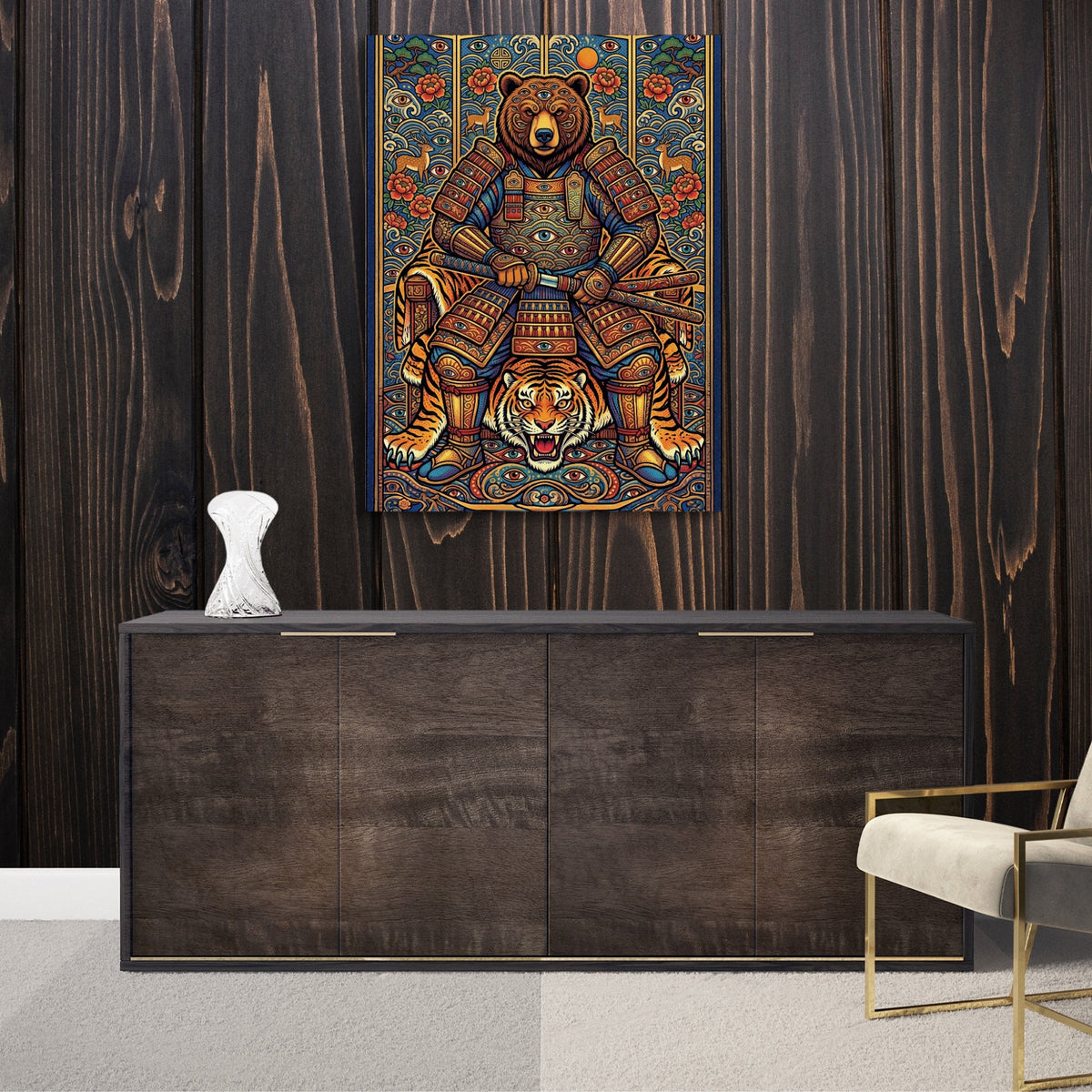 Eyes of the Samurai — eyes of the samurai sq luxurious room wood walls 1port flush print