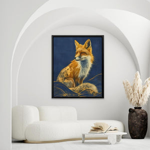 a painting of a fox in a living room