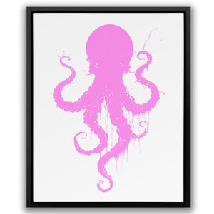 Pink Dancing Octopus: Whimsical Marine Canvas Art - Luxury Wall Art 