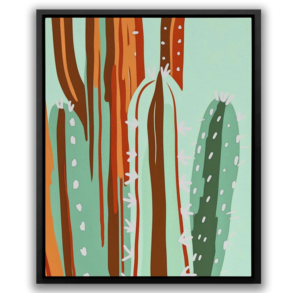 a painting of a cactus on a green background