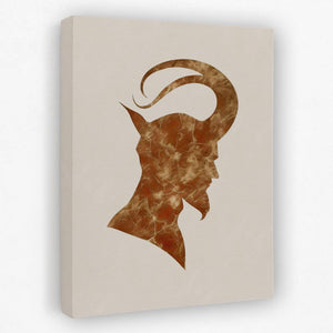 a silhouette of a man with horns on his head